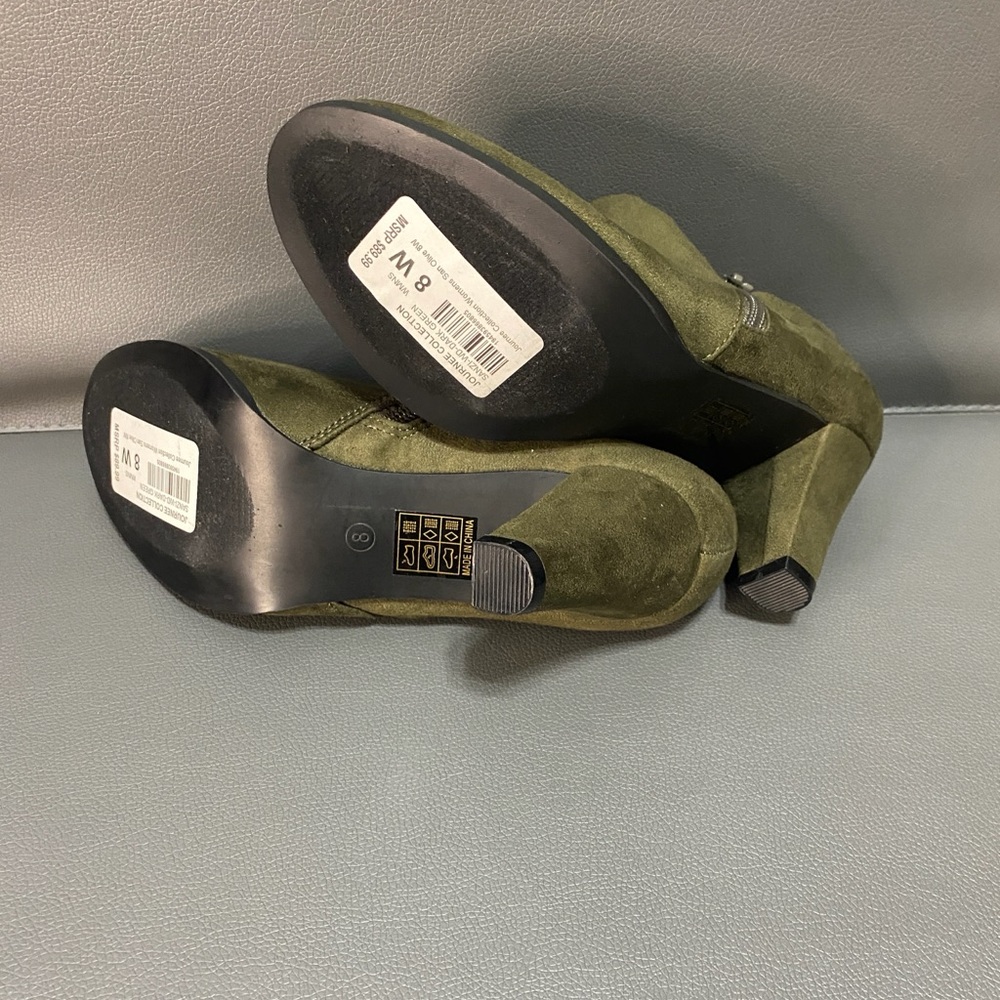 NWT JOURNEE COLLECTION Olive Green Ankle Booties - Picture 3 of 5